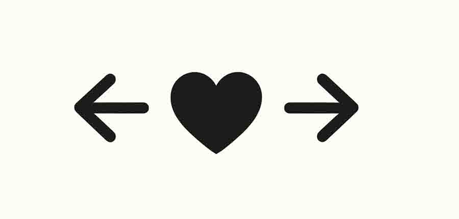 Procrastination : Heart with two arrows pointing left and right