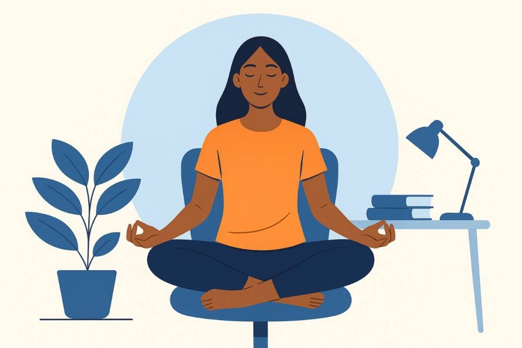 World Diabetes Day - Woman meditating at her desk