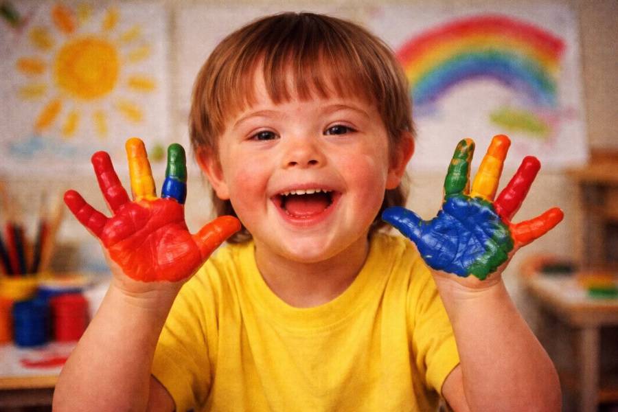 Smiley kid with down syndrome